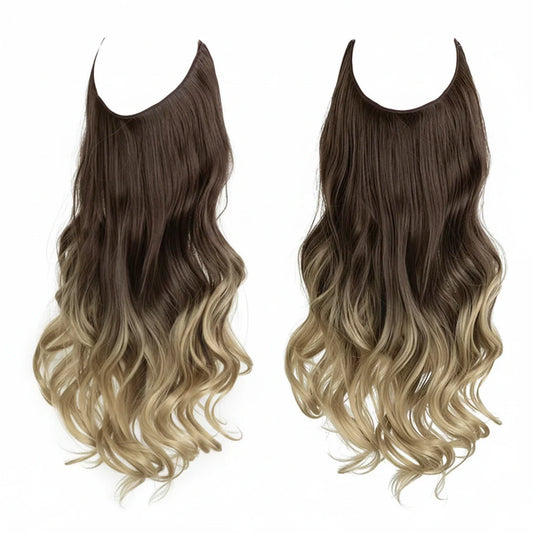 Extensiones de cabello Luxora™ Halo Degradado Castaño