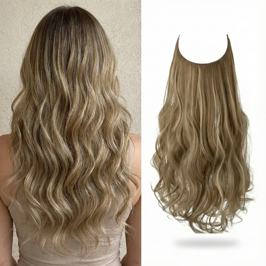 Extensiones de cabello Luxora™ Halo Rubio Ceniza