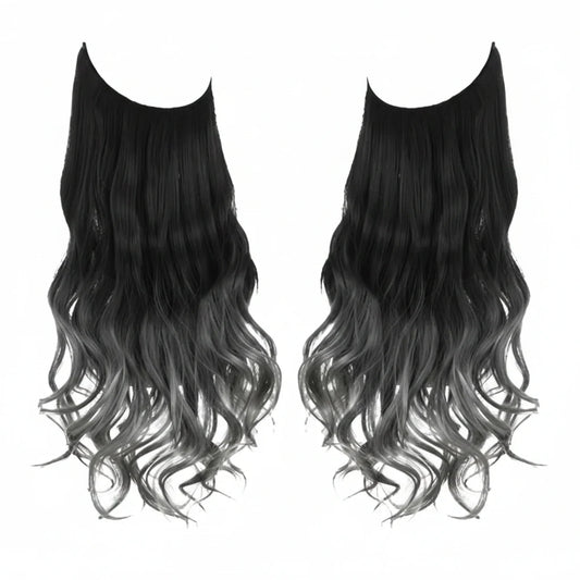 Extensiones de cabello Luxora™ Halo Degradado Gris