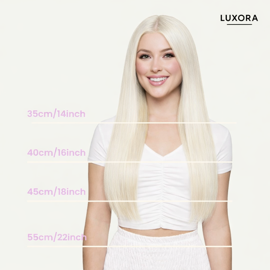 Luxora™ halo platinablond steil hairextensions