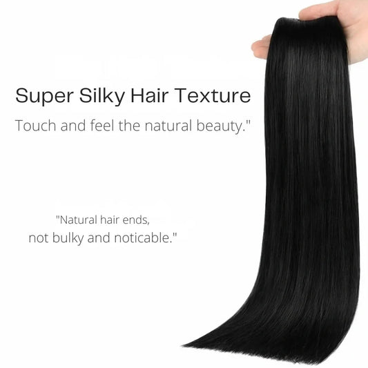Extensiones de cabello Luxora™ Halo Rubio Ahumado Liso