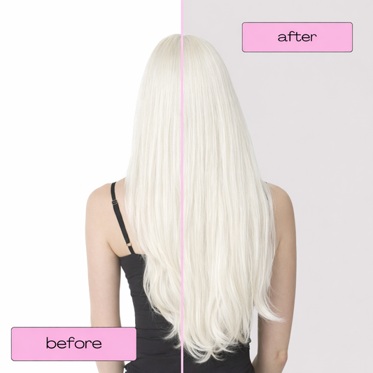 Extensiones de cabello Luxora™ Halo Rubio Platino Liso