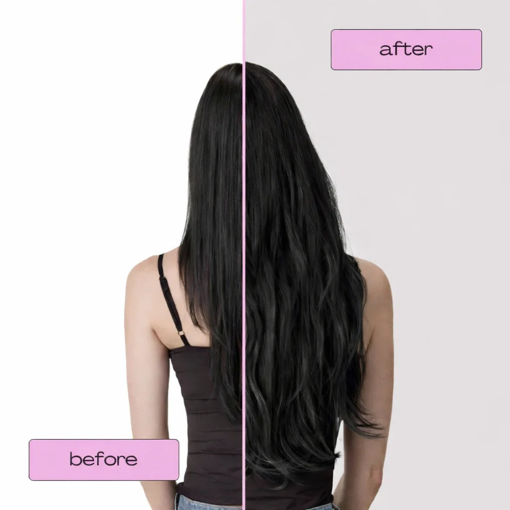 Extensiones de cabello Luxora™ Halo Castaño Negro Liso