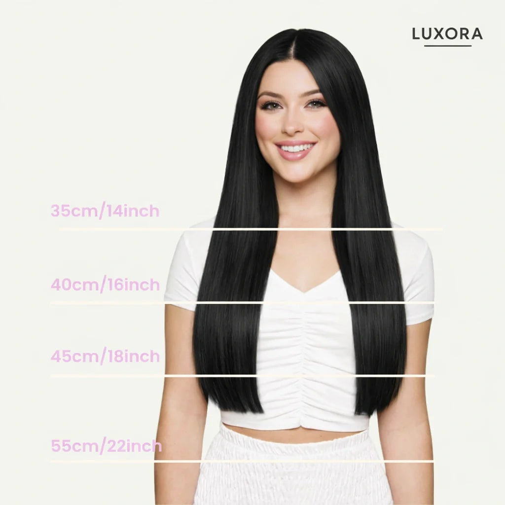 Extensions de cheveux lisses Luxora™ Halo Dark Chocolate (châtain foncé)