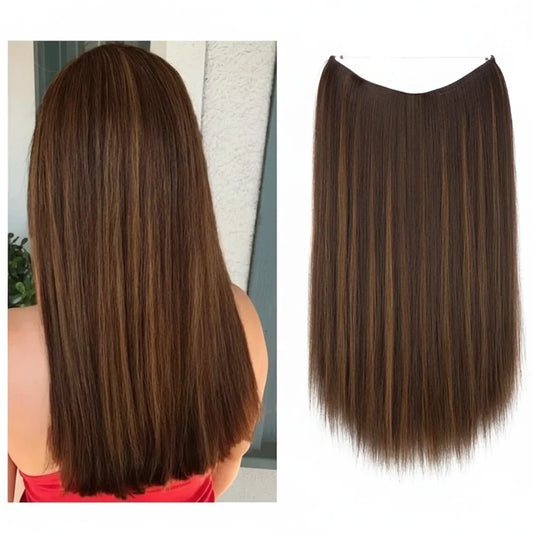 Extensiones de cabello Luxora™ Halo Castaño Castaña Liso
