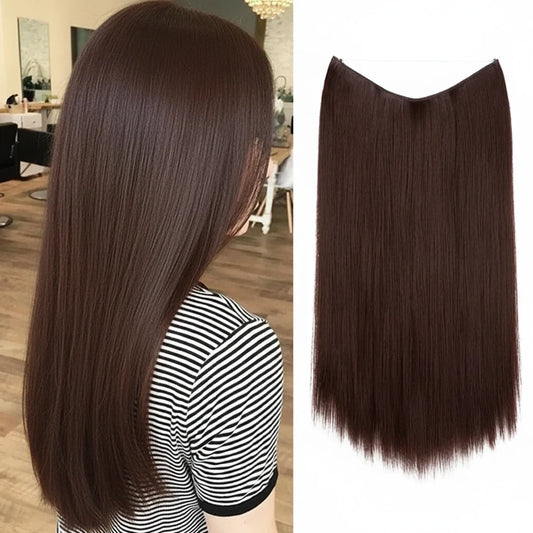 Extensiones de cabello Luxora™ Halo Caoba Oscuro Liso