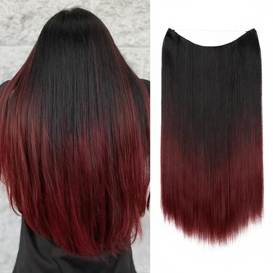 Extensiones de cabello Luxora™ Halo Vino Oscuro Liso