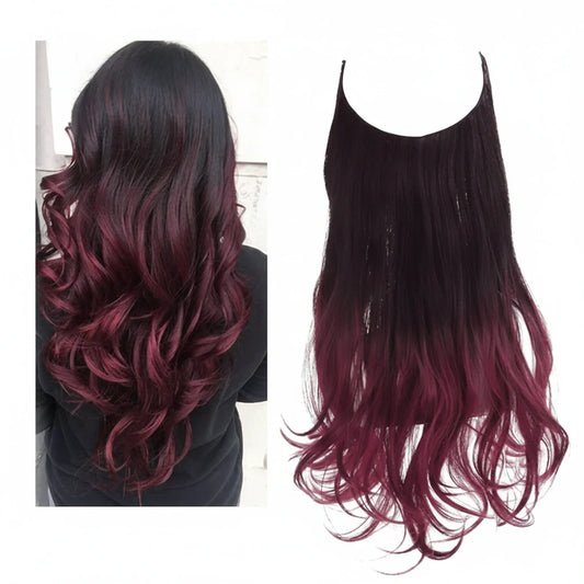 Extensiones de cabello Luxora™ Halo Degradado Vino
