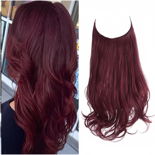 Extensiones de cabello Luxora™ Halo Rojo Vino
