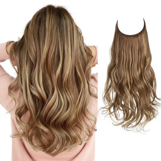 Extensiones de cabello Luxora™ Halo Castaño Ceniza Rubio