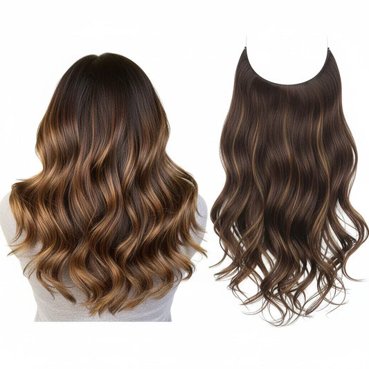 Extensiones de cabello Luxora™ Halo Mechas Caramelo