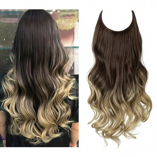 Extensiones de cabello Luxora™ Halo Degradado Castaño