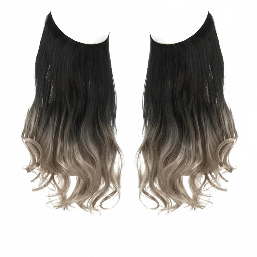 Extensiones de cabello Luxora™ Halo Degradado Ceniza
