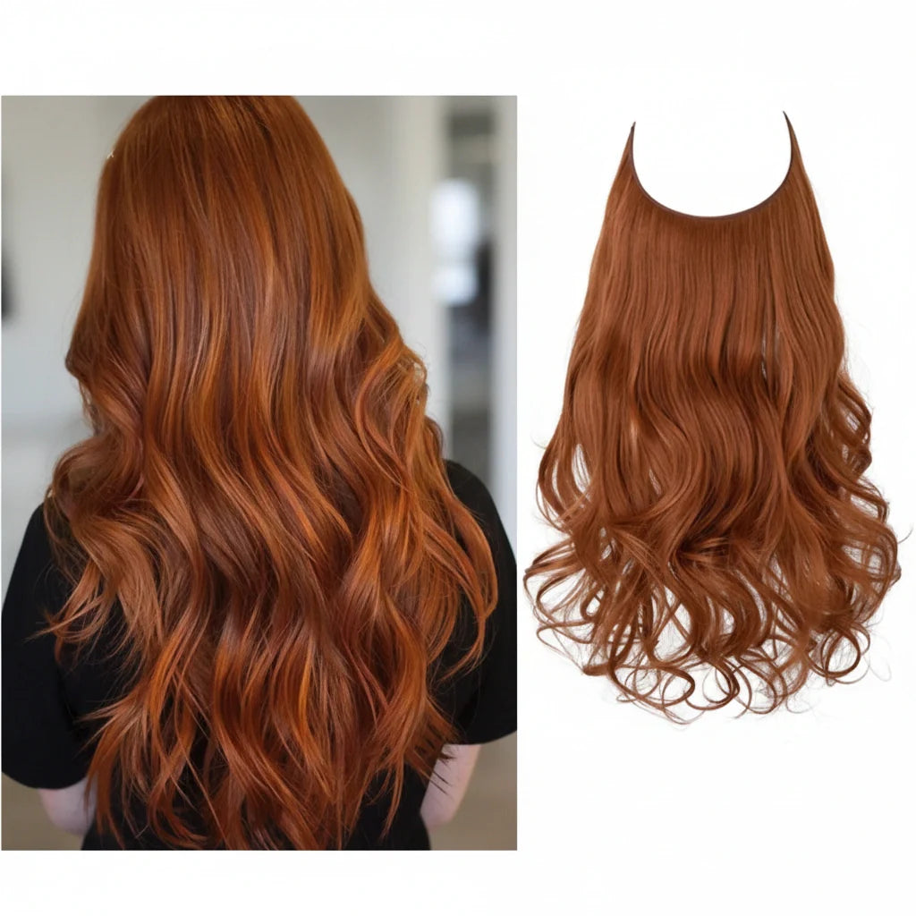 Luxora™ halo koperrood hairextensions