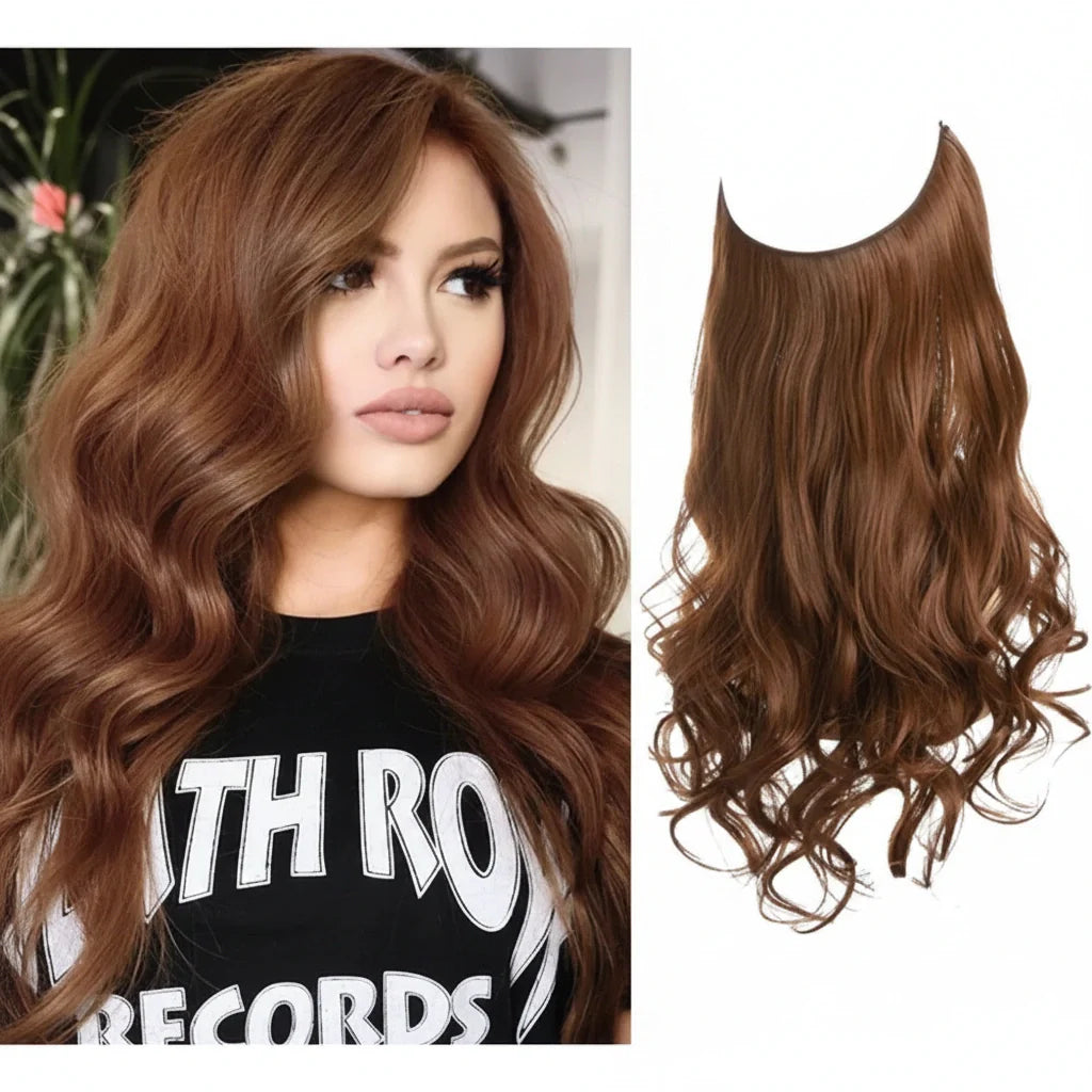 Luxora™ halo kastanjebruin rood hairextensions