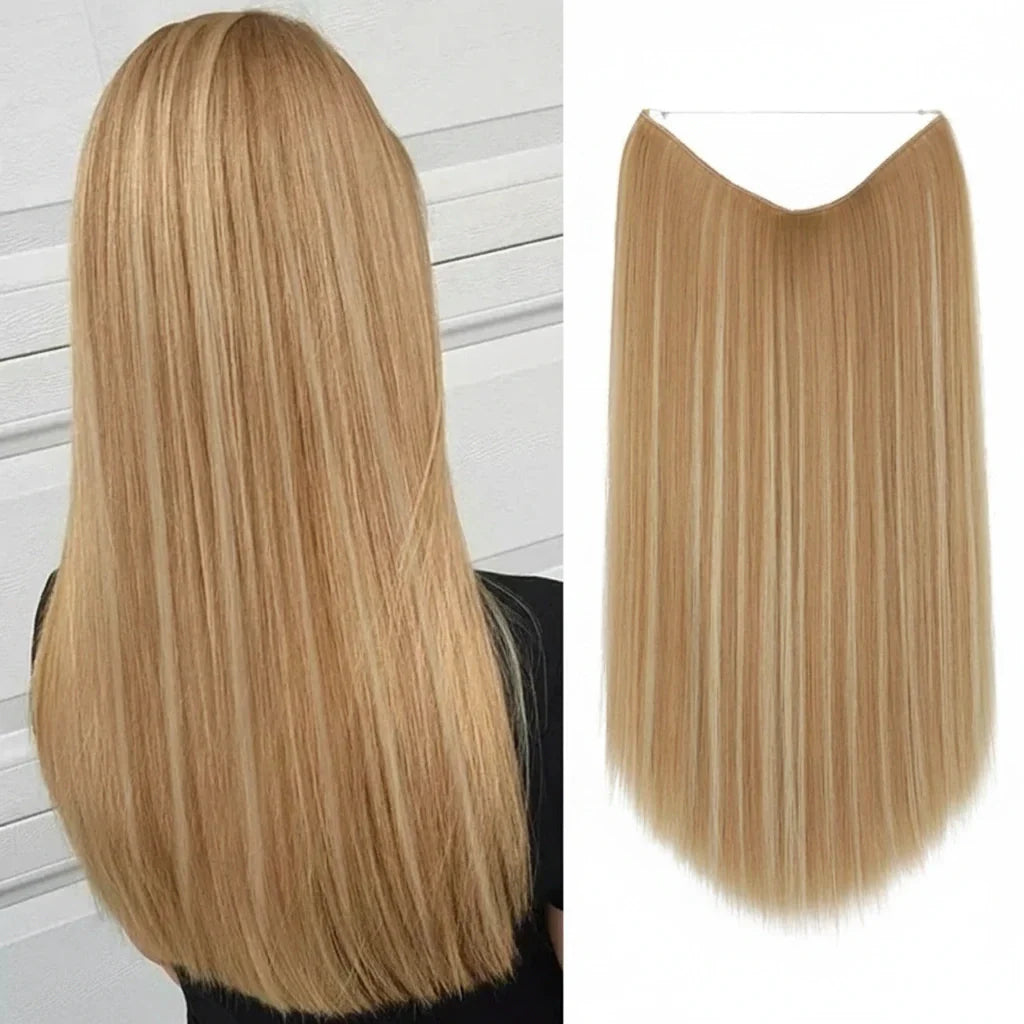 Luxora™ halo goudblond steil hairextensions