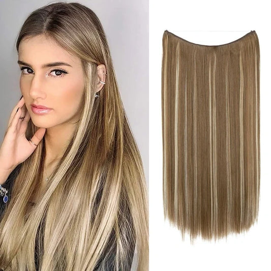 Extensiones de cabello Luxora™ Halo Rubio Miel Liso