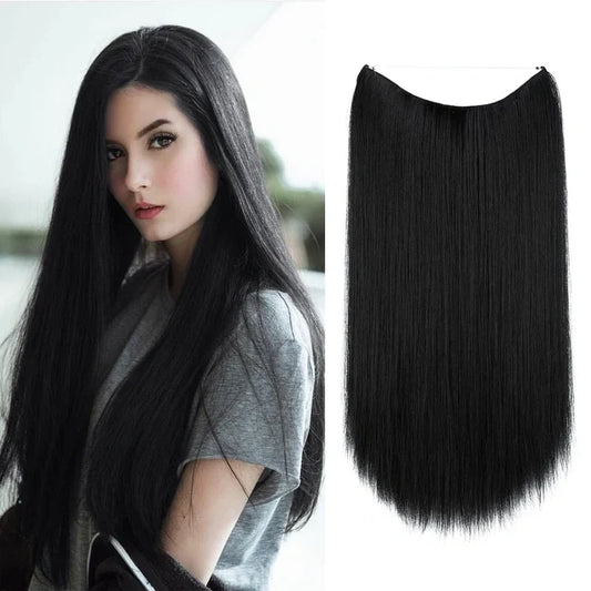 Extensiones de cabello Luxora™ Halo Negro Azabache Liso