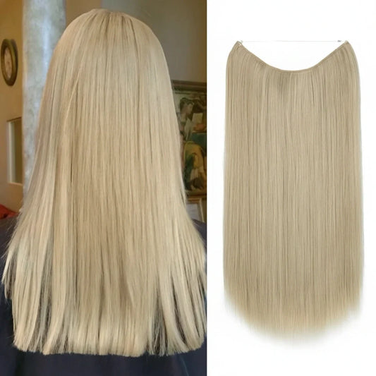 Extensiones de cabello Luxora™ Halo Rubio Claro Liso