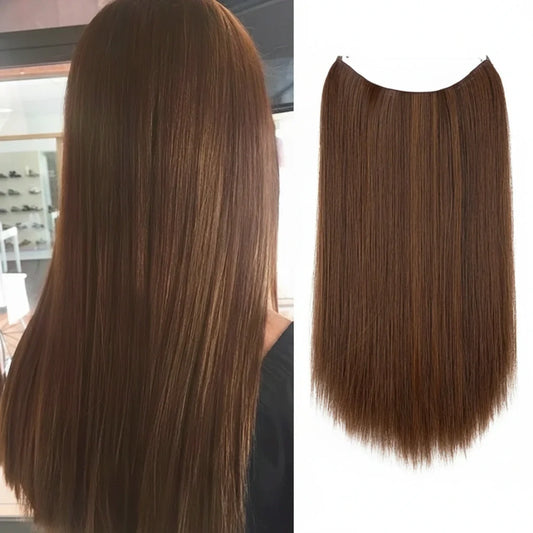 Extensiones de cabello Luxora™ Halo Castaño Claro Liso