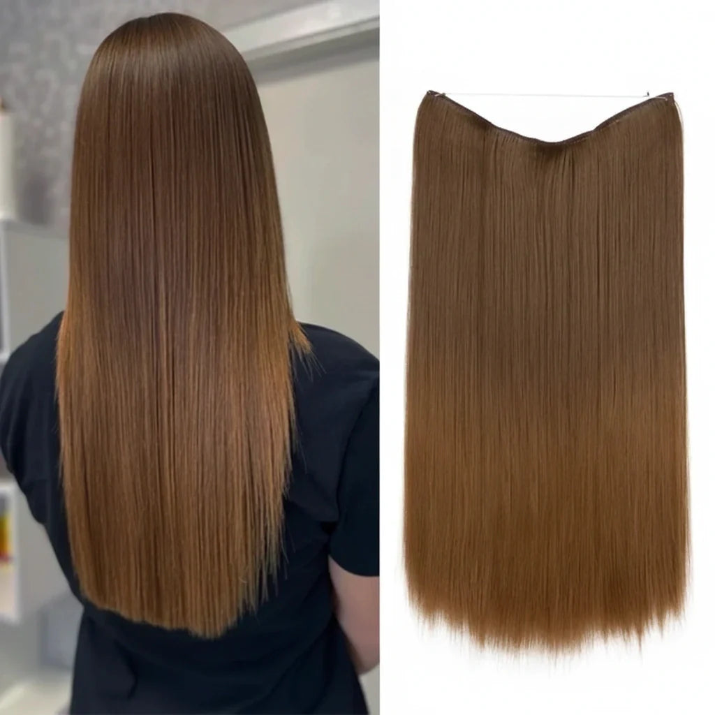 Extensions Halo Luxora™ brun naturel clair lisses