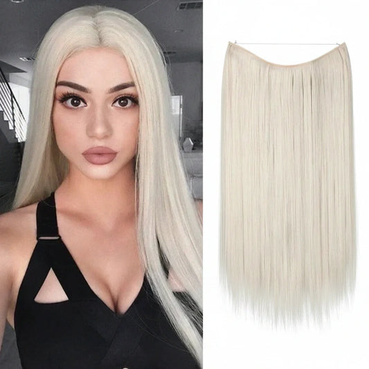 Extensiones de cabello Luxora™ Halo Rubio Platino Liso