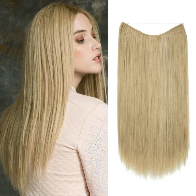 Extensiones de cabello Luxora™ Halo Rubio Arena Liso