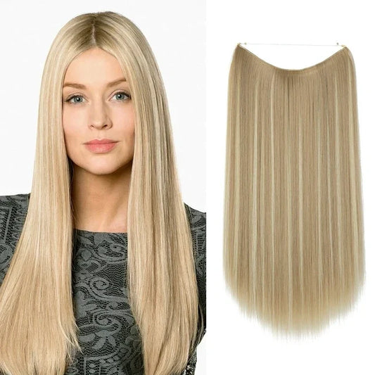 Extensiones de cabello Luxora™ Halo Rubio Vainilla Liso