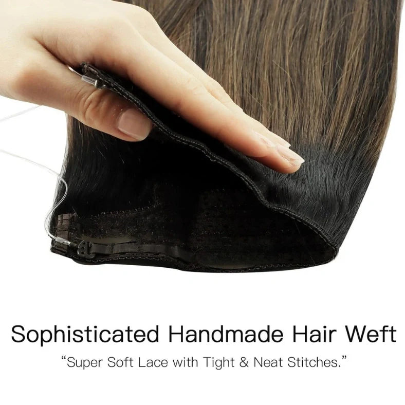 Luxora™ halo ombre bruin steil hairextensions