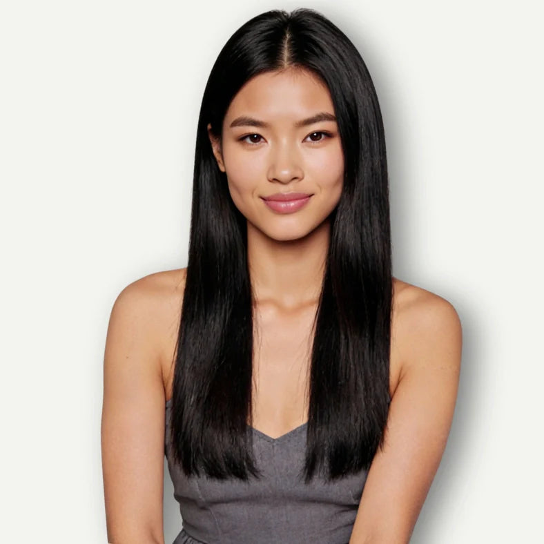 Extensions de cheveux lisses Luxora™ Halo Dark Chocolate (châtain foncé)