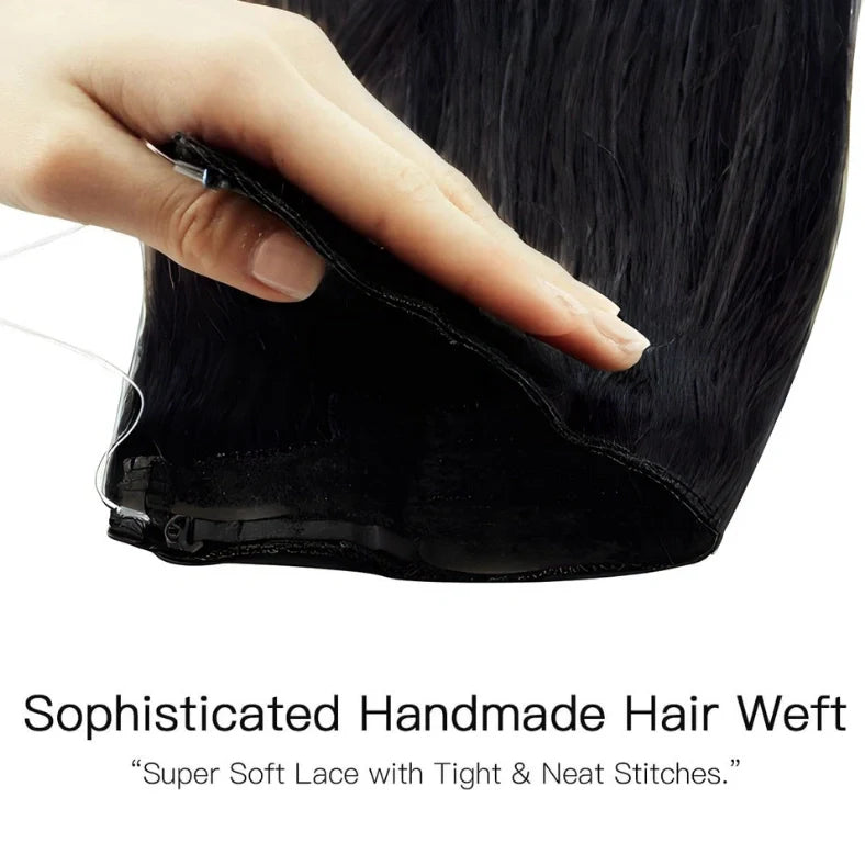 Extensions de cheveux lisses Luxora™ Halo Dark Chocolate (châtain foncé)