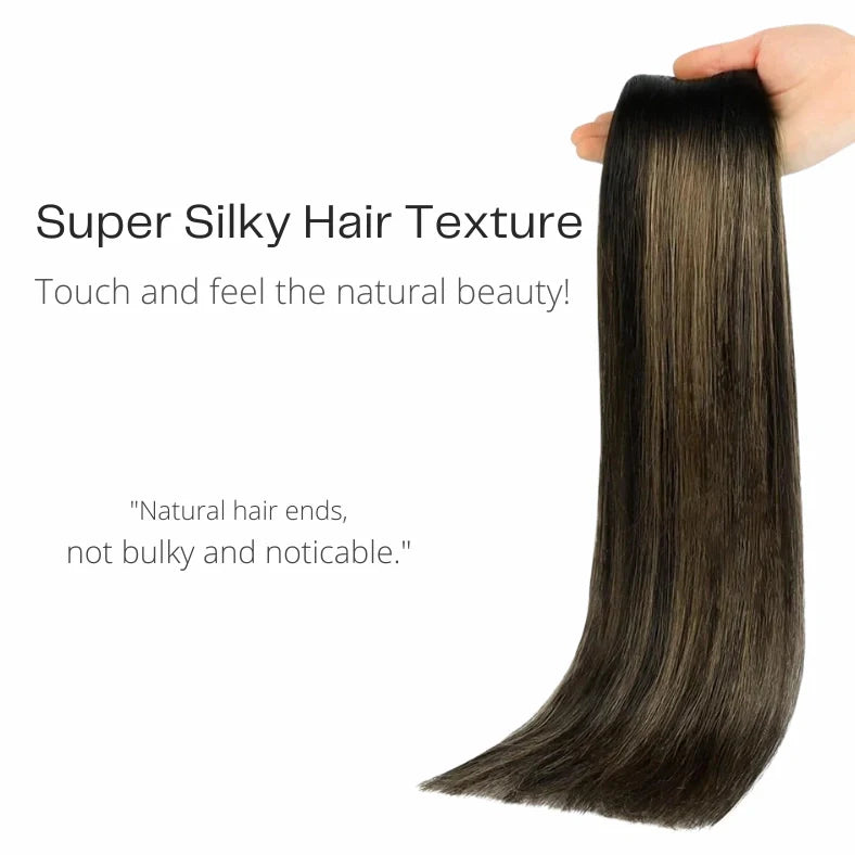 Luxora™ halo kastanjebruin steil hairextensions