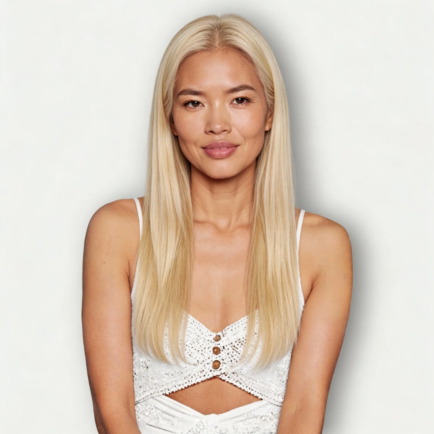 Extensiones de cabello Luxora™ Halo Rubio Claro Liso