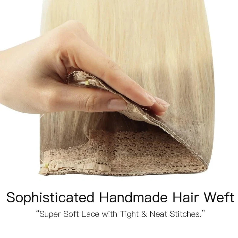 Luxora™ halo goudblond steil hairextensions