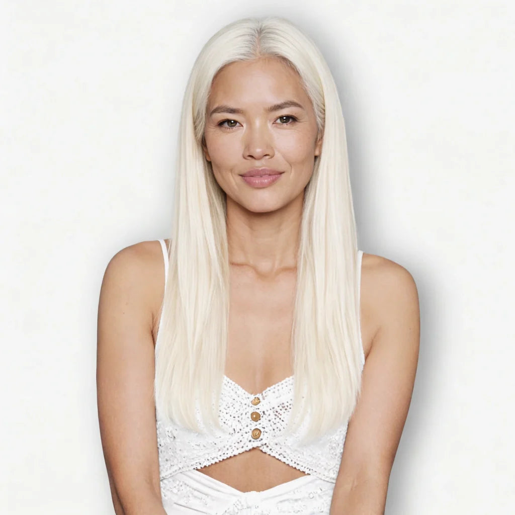 Luxora™ halo platinablond steil hairextensions